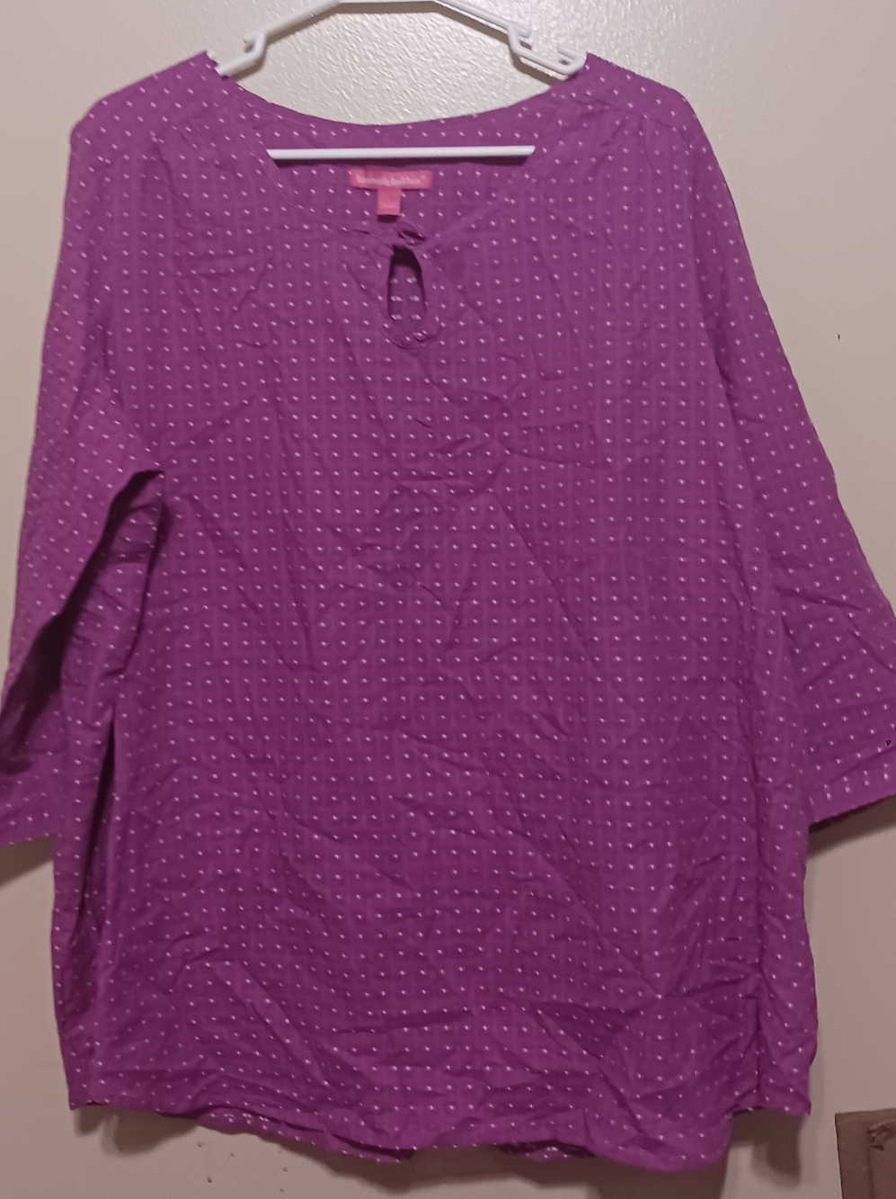 Woman Within Womens Purple Dot Tie-Front Tunic Large A-16